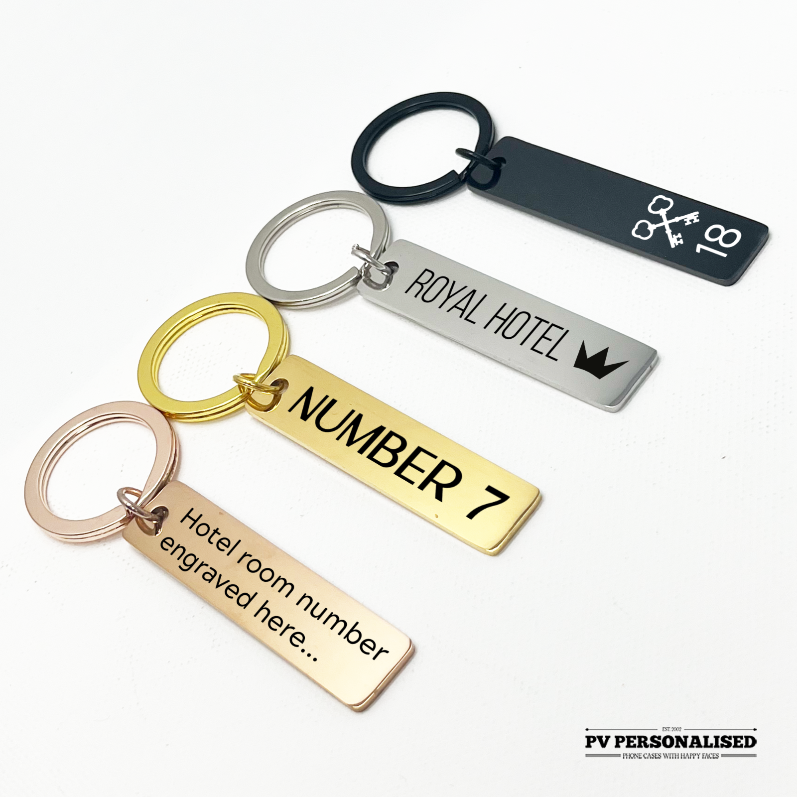 Personalised Keychain Keyring Engraved Home Number Clubs Door School Room Hotels