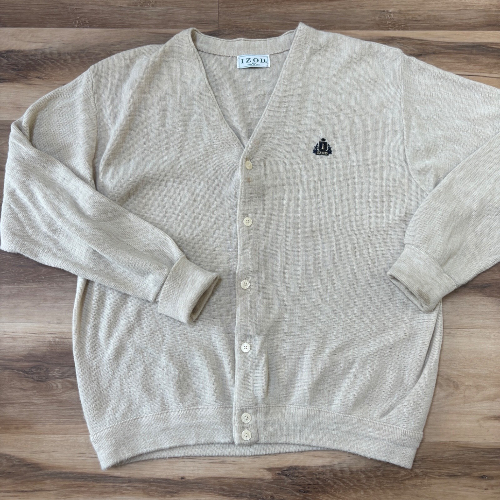 トップス 90s us made IZOD 6botann acryl cardigan IZOD Acrylic Knit Cardigan Made in USA Men's M size