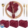 36 Pack Burgundy Handmade Cloth Napkins 16 x 16 Inch Cotton Linen Napkins with Fringe, Washable and Reusable Napkins, Soft Rustic Boho Fringe Cloth Napkins for Dinners, Parties, Wedding