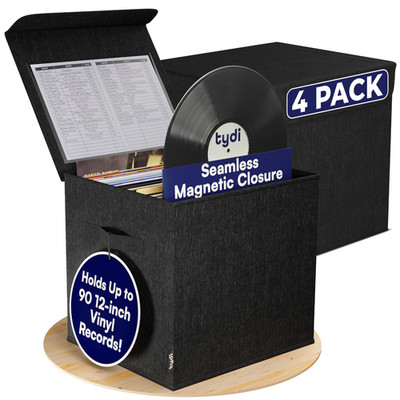 Vinyl Record Storage Box 12-Inch Album Holds Up To 90 Pcs Collapsible Case UK