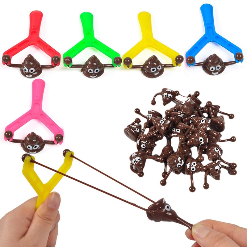 Creative Poop Slingshot Funny Toy for Kids Stretchy Flying Poo Game Toy Gift New