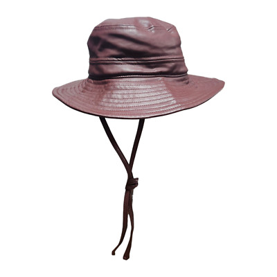 Zara Faux Leather Safari Hat Vegan Leather Bucket Plum Purple Trendy Cool Tie M