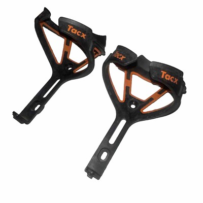 Pair (2) Tacx Deva Water Bottle Cages Pair Flat Black Orange Biking Holder