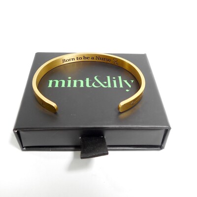 Mint & Lily Bracelet Born To Be A Nurse Arrow Engraved Stainless Steel Gold Tone