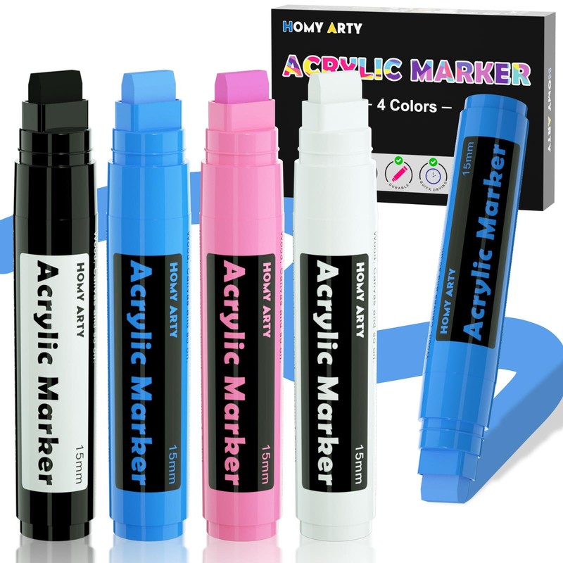 Paint Markers 4 Jumbo Colored with 15mm Felt Tips -