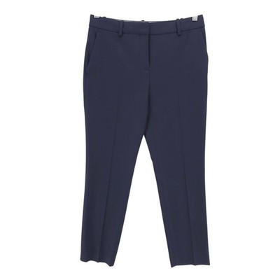 THEORY Navy Treeca 2 New Pure Flannel Cropped Dress Pants Wool Blend EUC Size 0