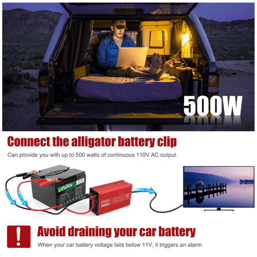 Car Vehicle Power Inverter 1000W Peak DC 12V to AC 110V 120V Converter 2 AC USB