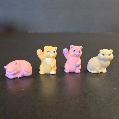 Vtg My Little Pony Kitty L'il Litters Pink Siamese Yellow Calico Cats Mini 1 In.