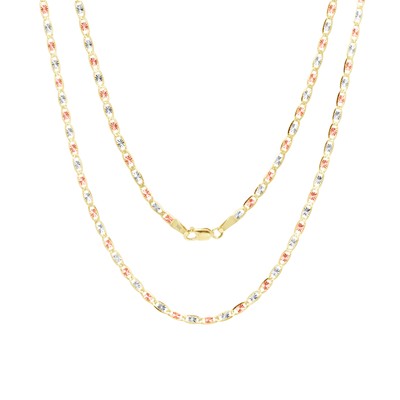 Pre-owned Nuragold 14k Solid Tri Yellow Rose White Gold 2.6mm Valentino Chain Womens Necklace 18"