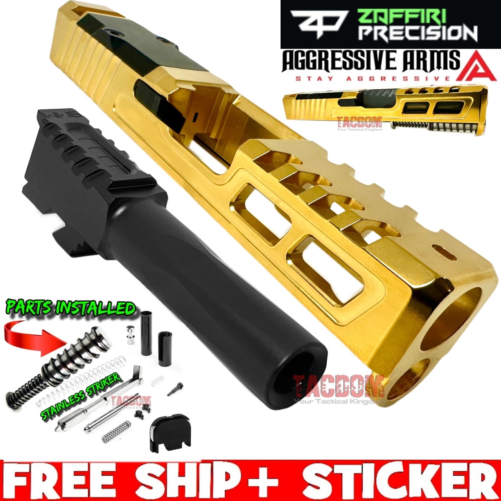 ガンショップRTS Glock26 2丁 ZPS.2 Slide for Glock 26 Gen 3 and 4 - TiN (Gold) - Zaffiri