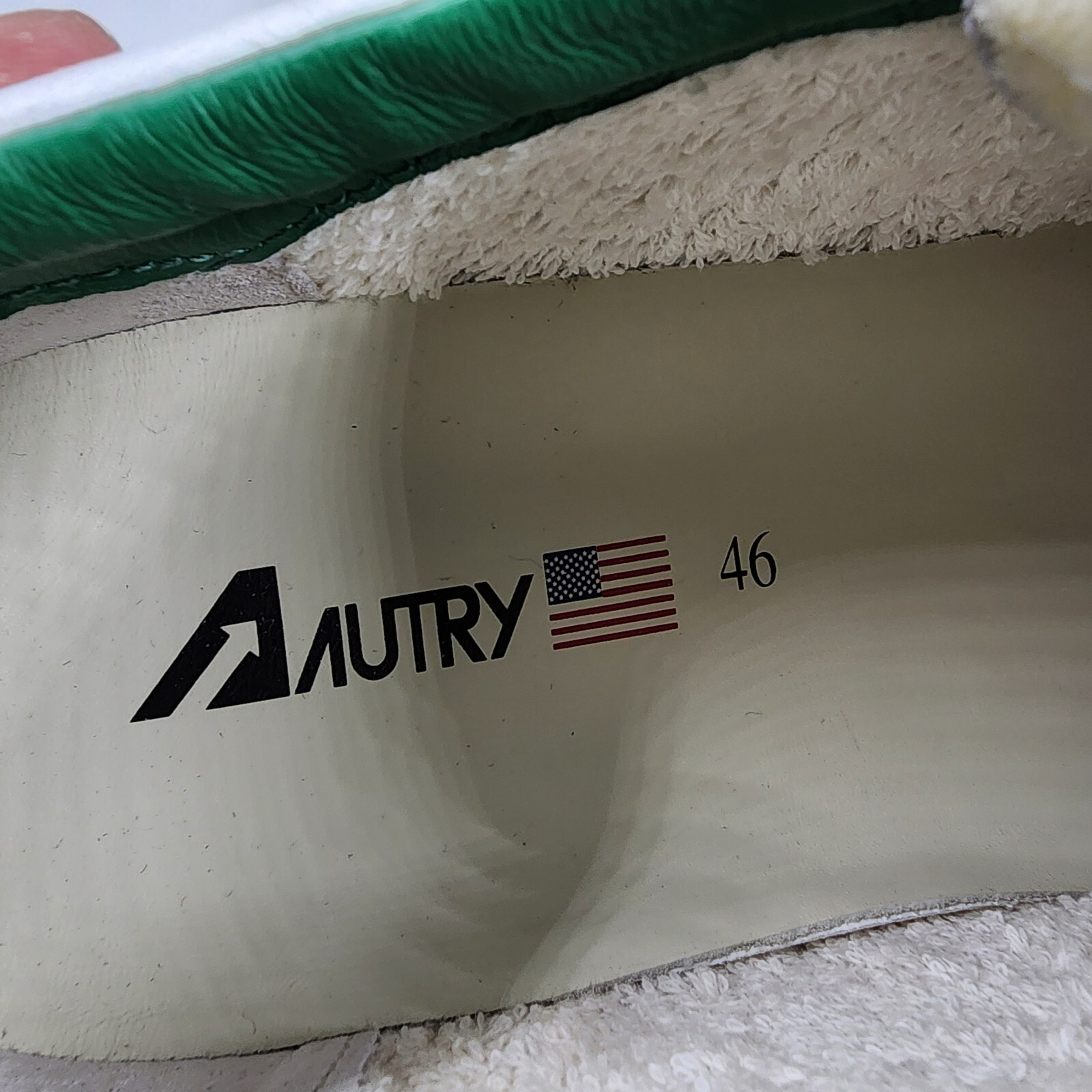 Autry Medalist Leather Low Top Sneakers Men's 13US White/Green Lace Up Closure - Picture 9 of 17