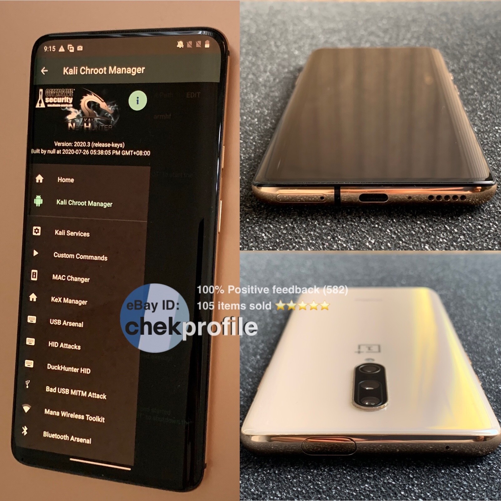 Kali Linux OnePlus 7 Pro 8GB RAM Nethunter 2023.2 Almond (Gold) Kali Linux OnePlus 7 Pro 8GB RAM Nethunter 2023.2 Almond (Gold)