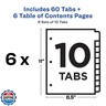 Avery Dividers for 3 Ring Binders, 10 Tabs per Set, Customizable Table of Contents, Classic White Tabs, Great for Organizing Reports, Projects, and More (6 Sets of 11823)