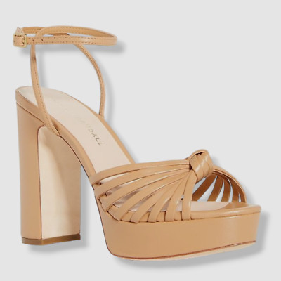 $450 Loeffler Randall Women Beige Rivka Strappy Platform Sandal Shoe EU 40/US 10