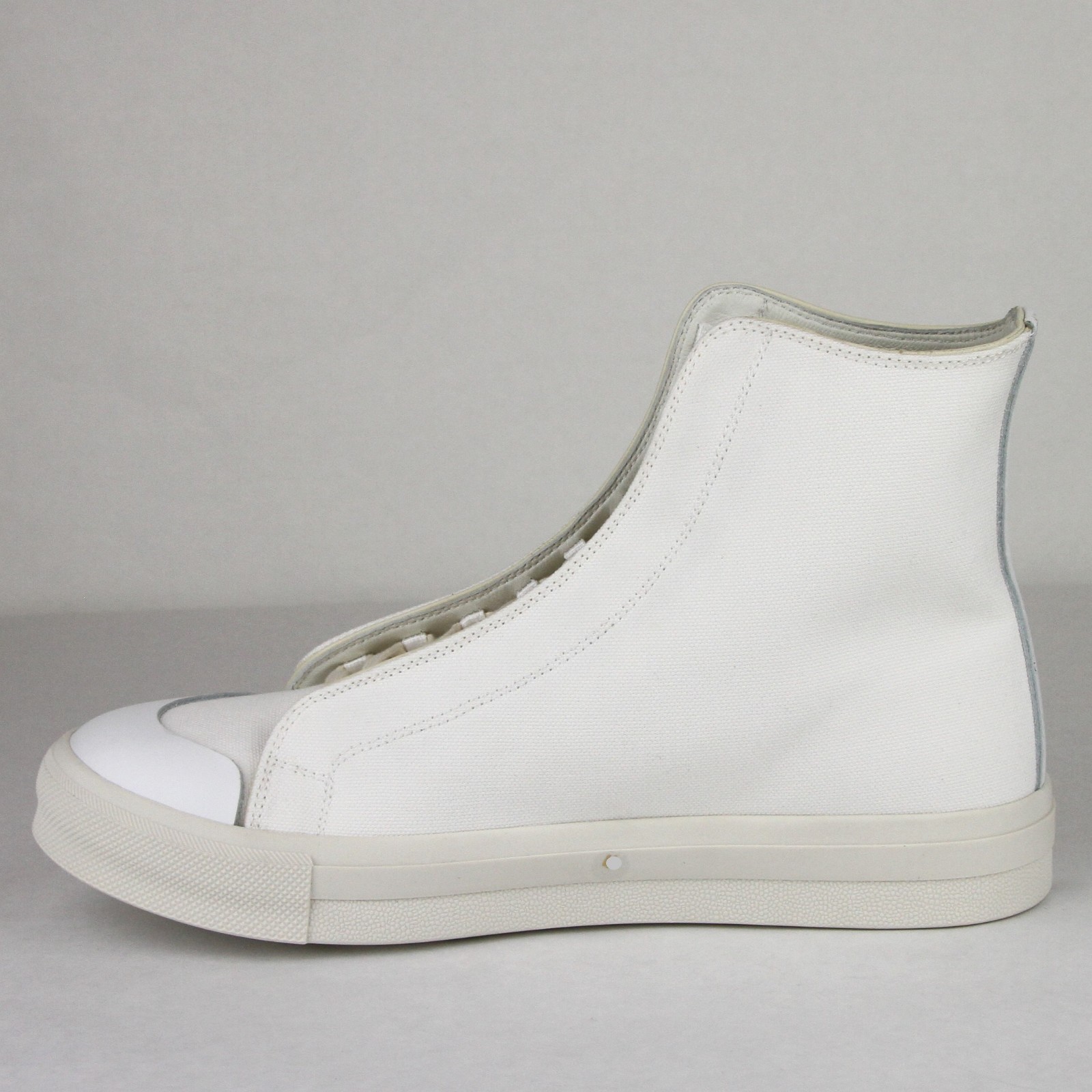 Pre-owned Alexander Mcqueen $480  Men's White/ivory Canvas Hi Top Sneaker 457297 9026