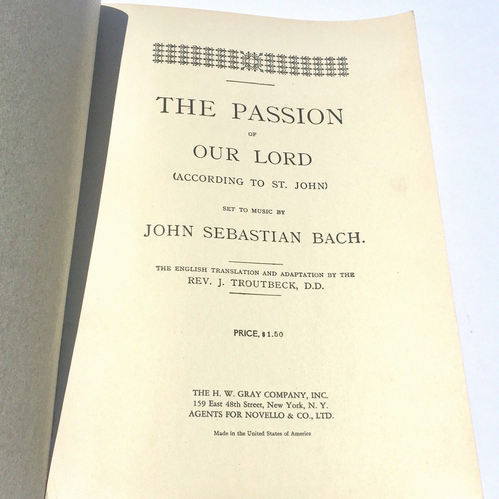 John Johann Sebastian Bach The Passion of Our Lord According to St John 1950