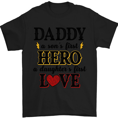 Fathers Day Daughter Love Son Hero Dad Mens T-Shirt 100% Cotton