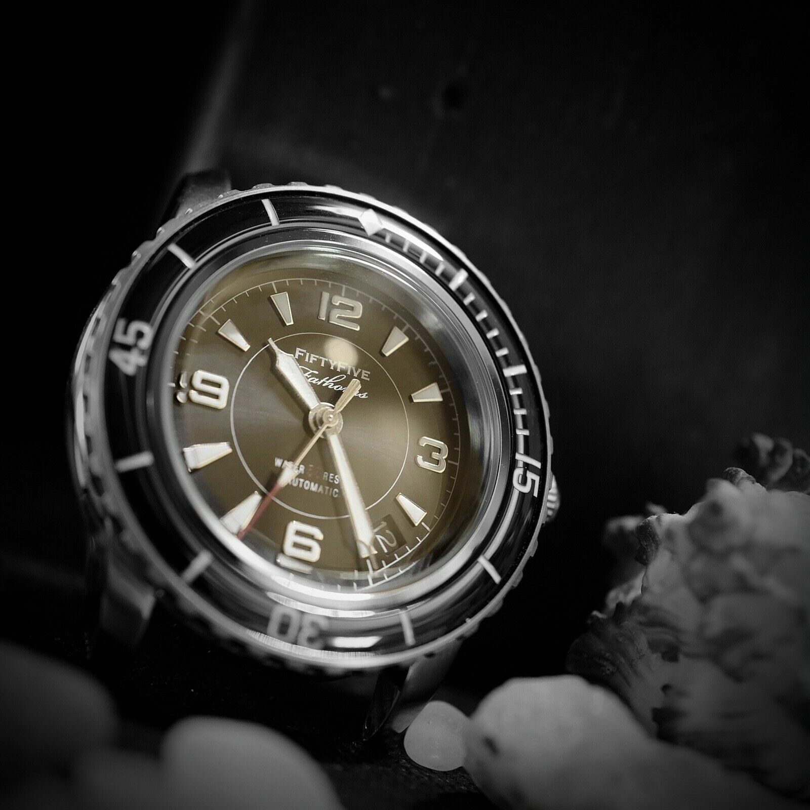 Pre-owned Müller&son Watch "supermod Fff" From Seiko Snzh Fifty Five Fathoms+horween Strap