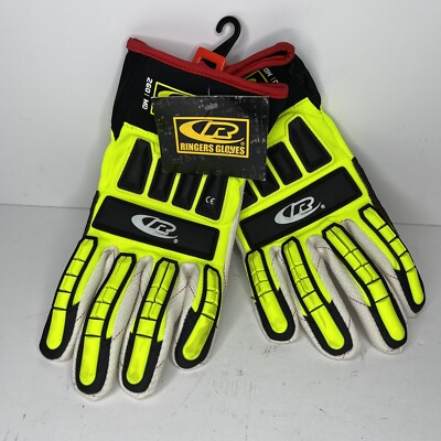 Ringers Mechanics Gloves Medium Hi Vis R-260 Roughneck Cotton A2 Cut Rated