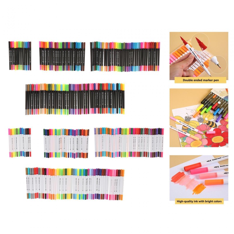 Pinselmarker Mit Zwei Spitzen, Aquarellstift-Set, Permanente Acryl-Farbstifte,