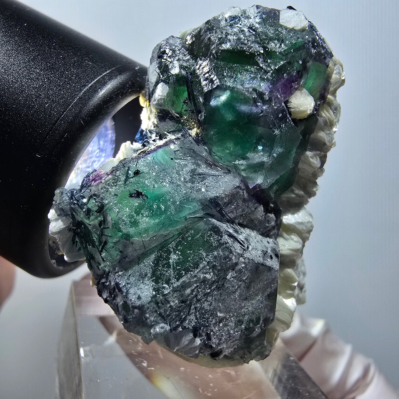 Fluorite fantôme, Tourmaline Schörl, Stade muscovite Erongo, Namibie 42*37*25mm