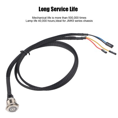 Desktop Computer Host Switch Cable Metal Button Metal LED Power Button(Blue )