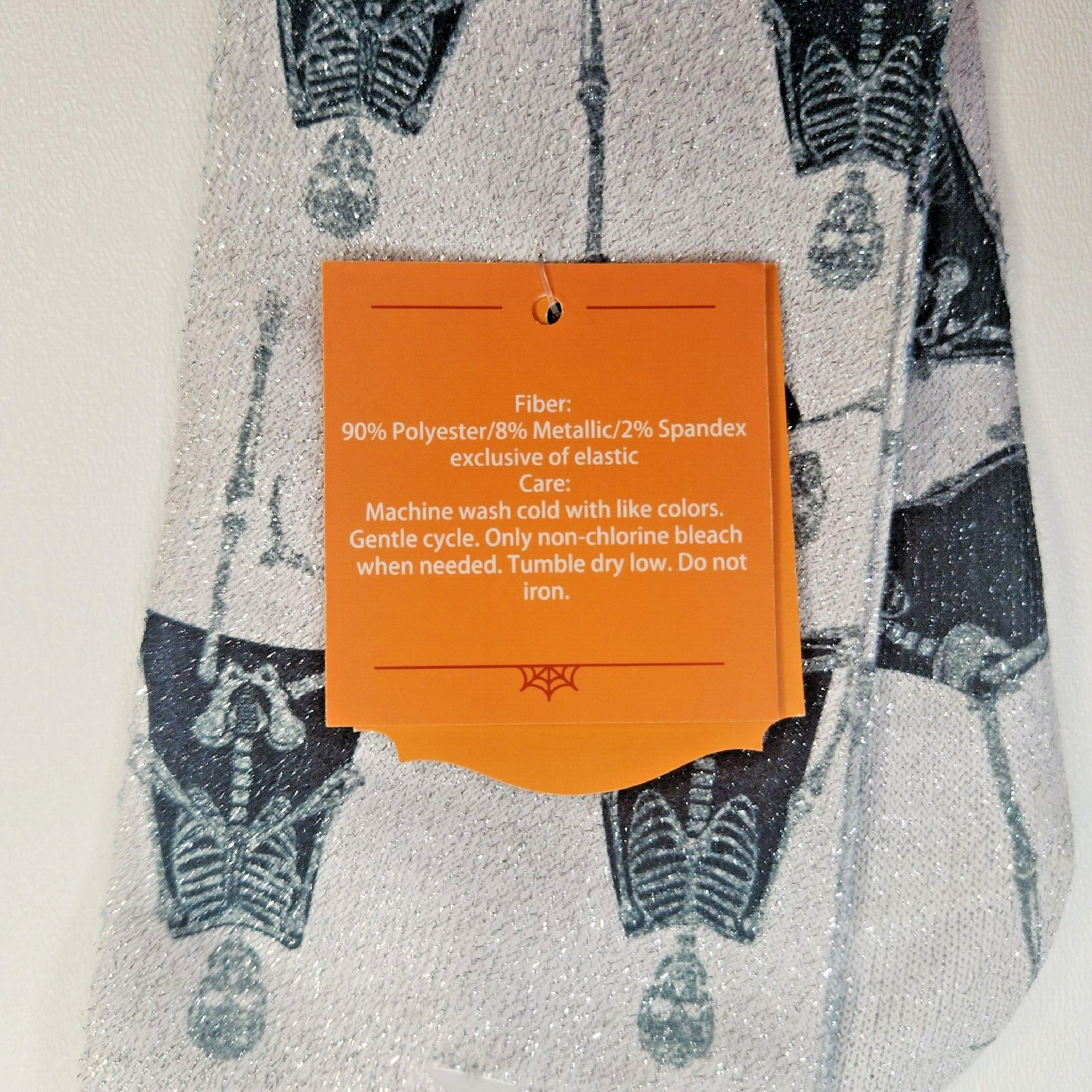 Halloween Novelty Socks Shiny Silver Skeleton Wearing Cape Half Calf Crew
