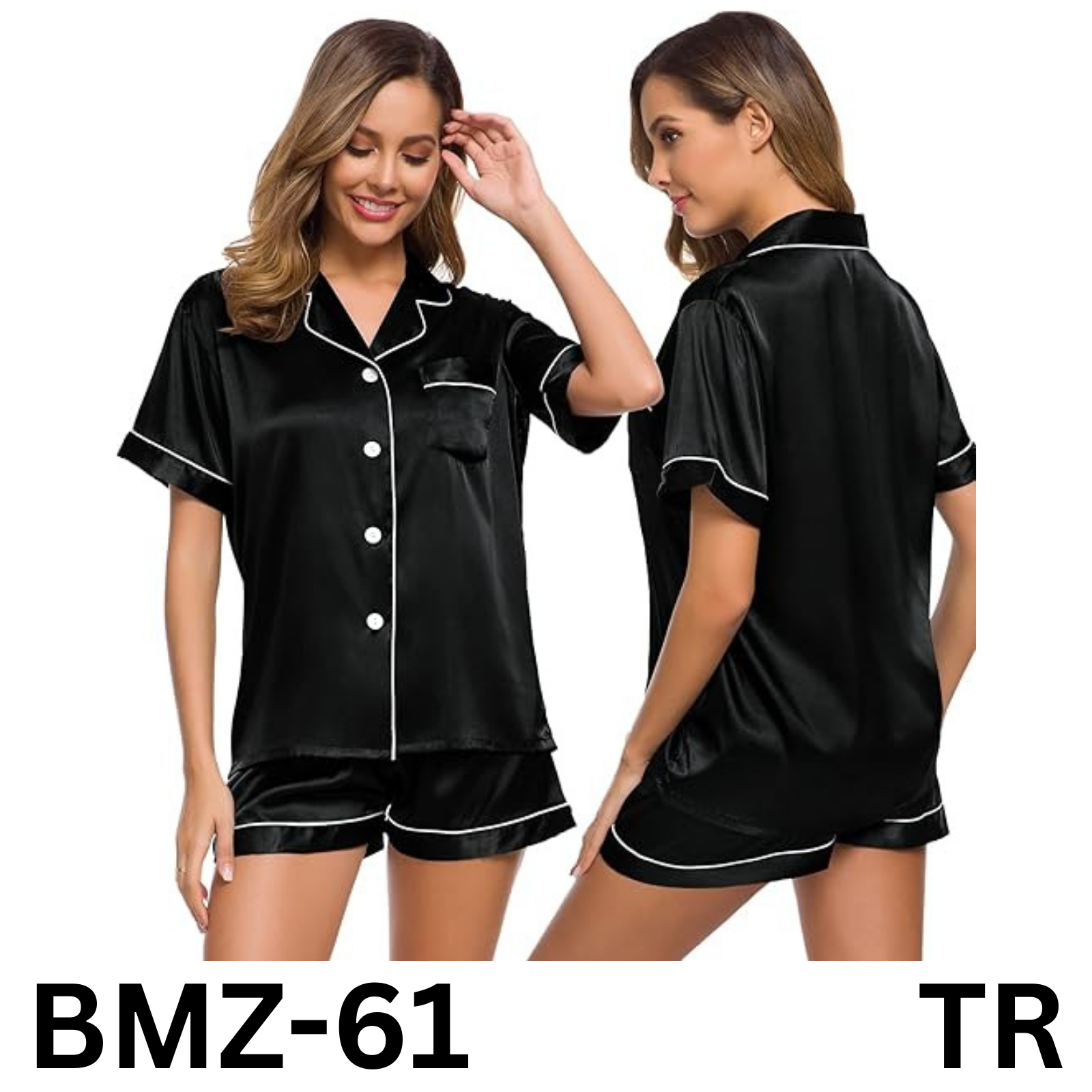 SWOMOG Womens Silk Satin Pajamas Set Two-Piece Pj Sets Sleepwear Loungewear, XL
