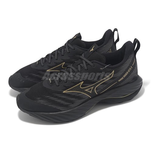 【最終値下げ】MIZUNO TRAINING SHOES Mizuno Wave Rider GTX 2 2E Wide Gore-Tex Black Gold Men