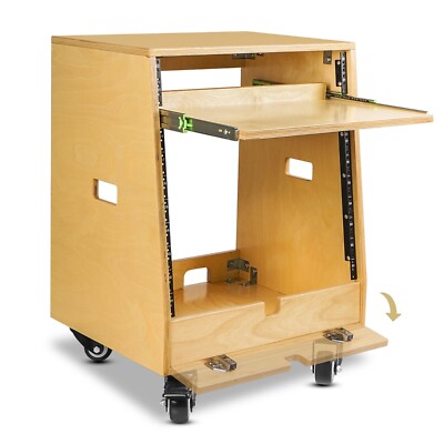 Sound Town DIY Slanted 10U Studio Rack (2U + 8U ), Golden Oak (SDRK-ST10T)