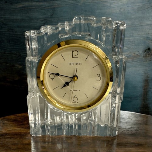 Vintage Seiko Solid Lead Crystal Clock Desk/ Mantel, QQZ286S