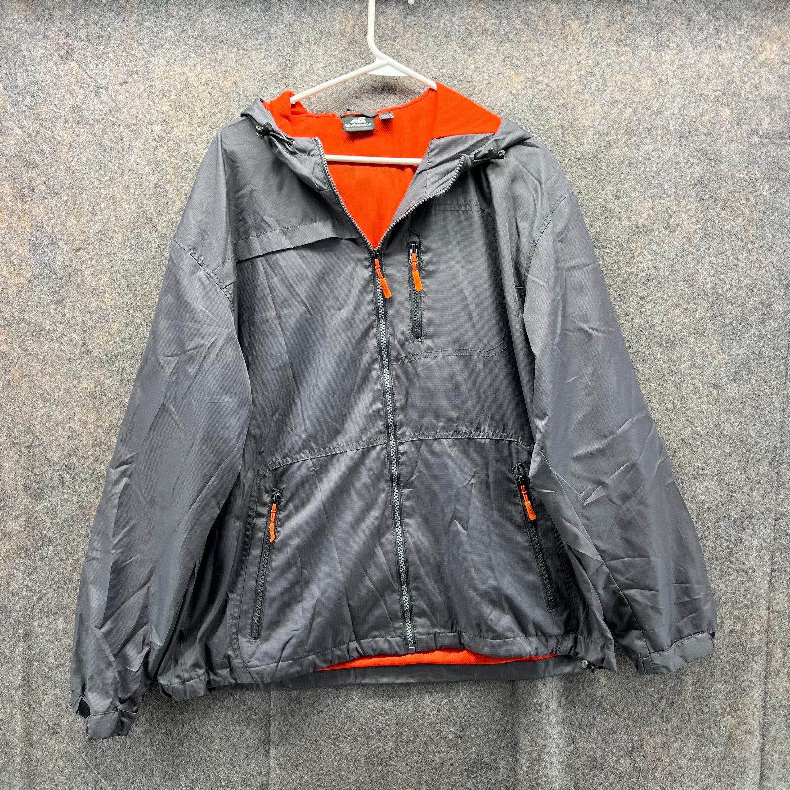 New Balance Jacket Men XL Gray Orange Full Zip Polyester