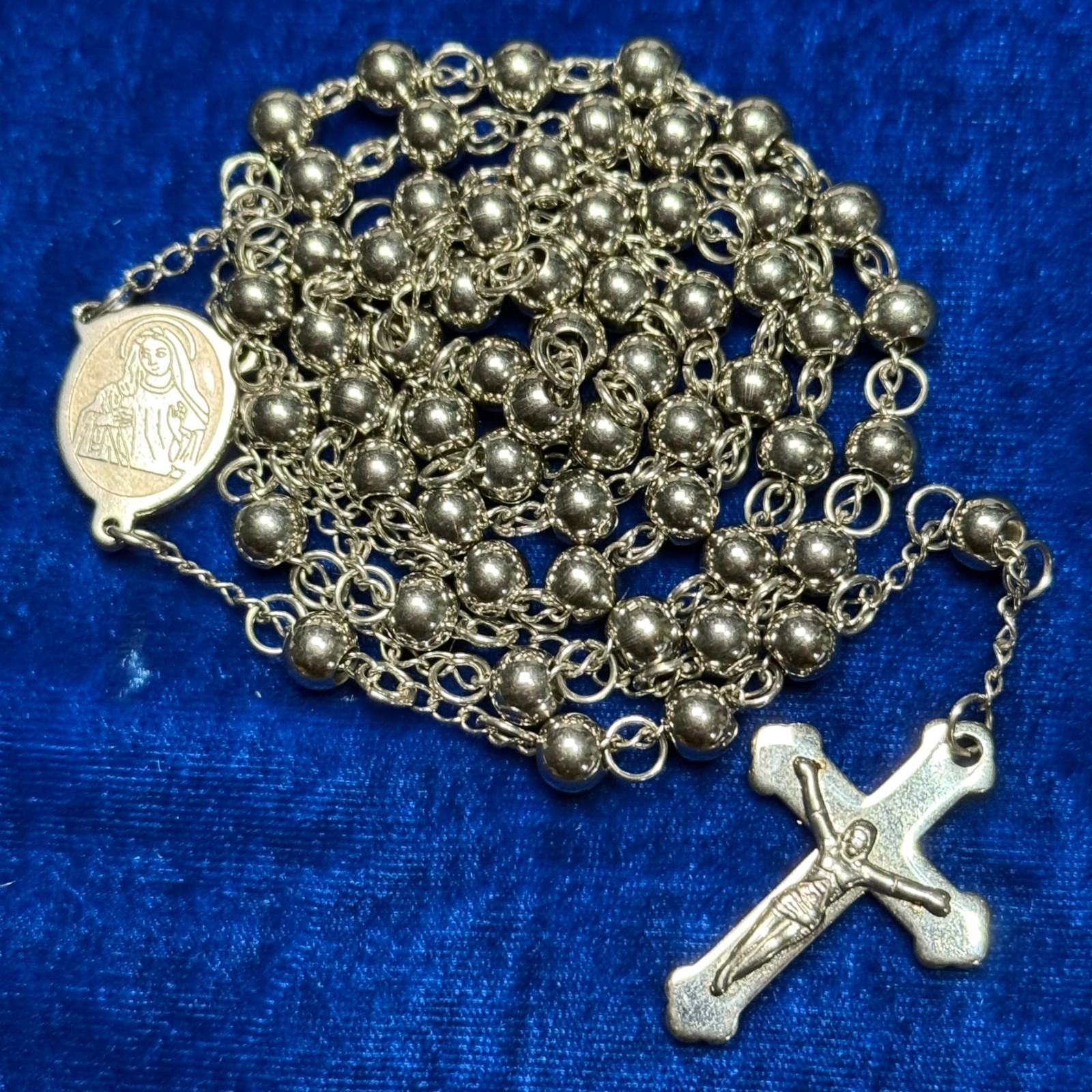 Vintage Handmade Heavy Stainless Steel Catholic Rosary Reinforced Chain 18.5in