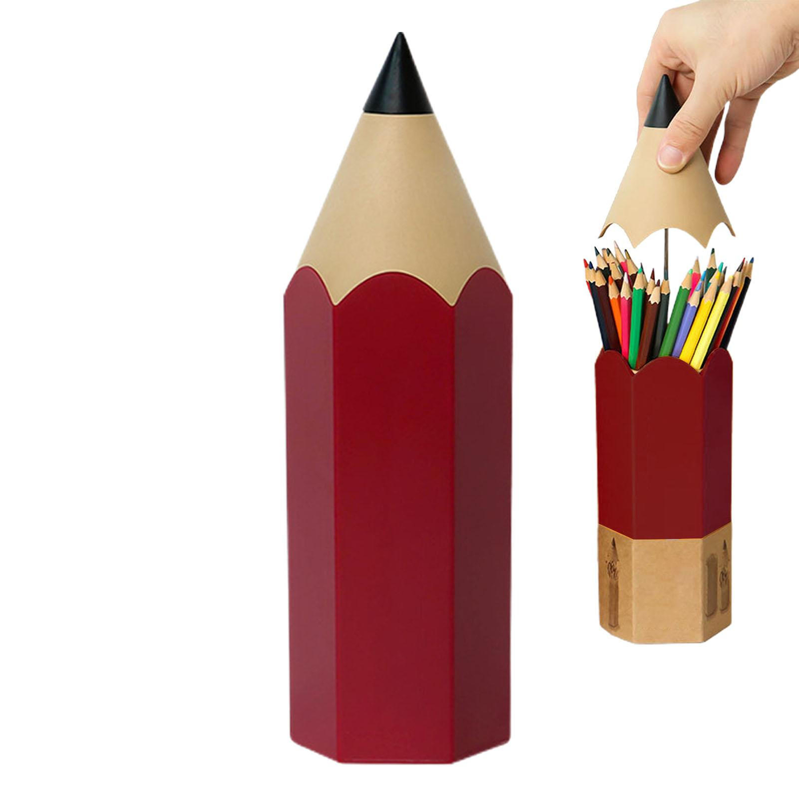 Shape Pen Holder Decorative Desk Pencil Holder (red)