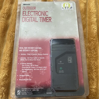 Woods Outdoor Electronic Digital Timer BL83660 Photoelectric Eye 24hr Dusk/Dawn
