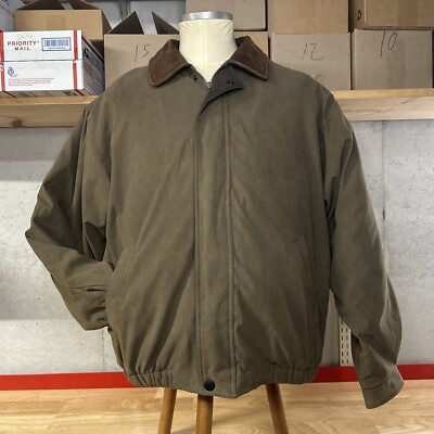 Forest Club By Rainforest Fleece Lines Bomber Jacket Leather Trim Men s L Large 