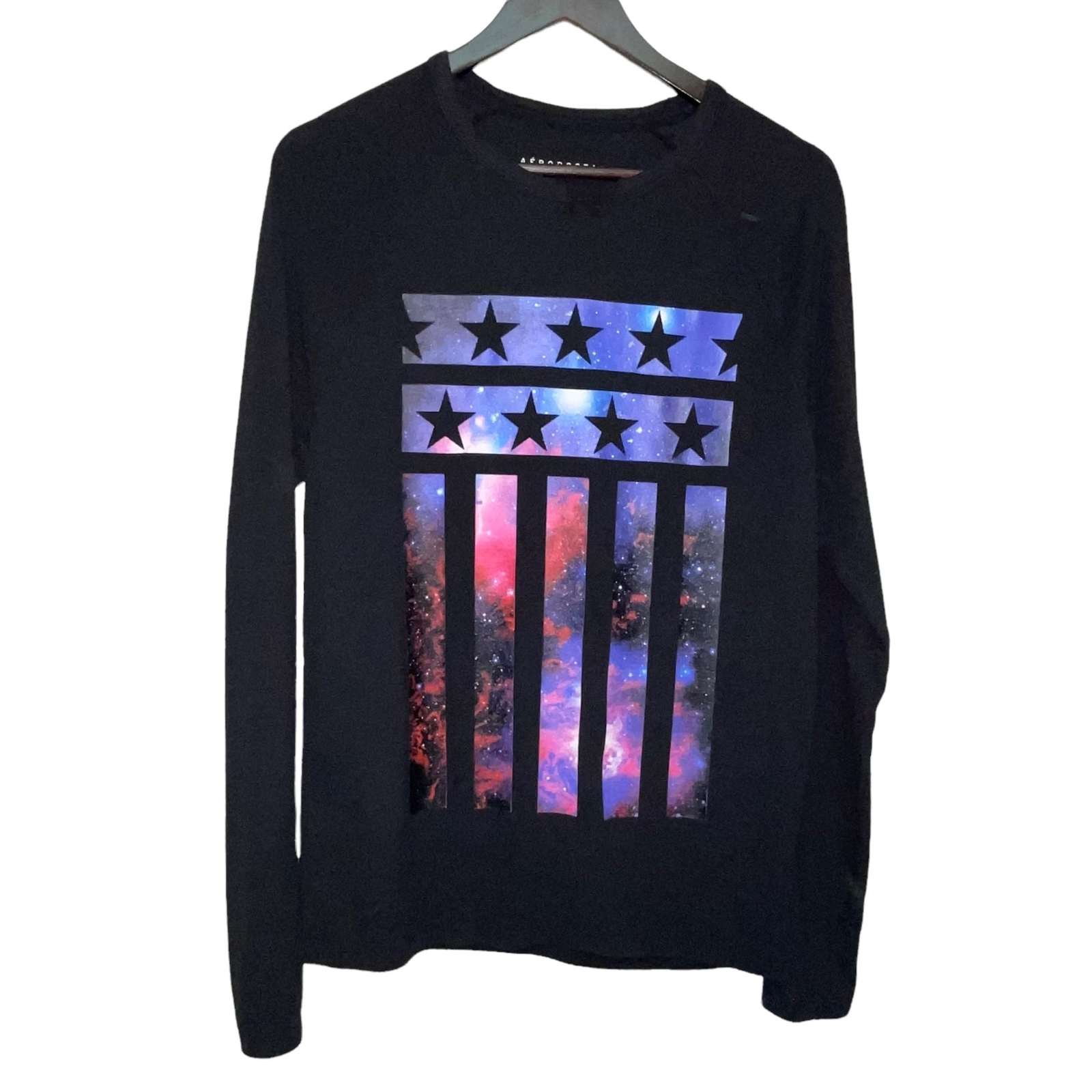 未使用　AMERICANA S/S Thermal P/O Aeropostale Black Thermal Waffle Shirt Long Sleeve Americana