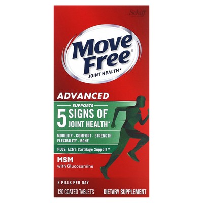 Move Free Joint Health, Advanced Plus MSM с глюкозамином, 120 таблеток, покрытых оболочкой