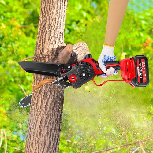 8" Cordless Electric Chainsaw Handheld Mini Small Wood Cutter Tool One Hand Saw