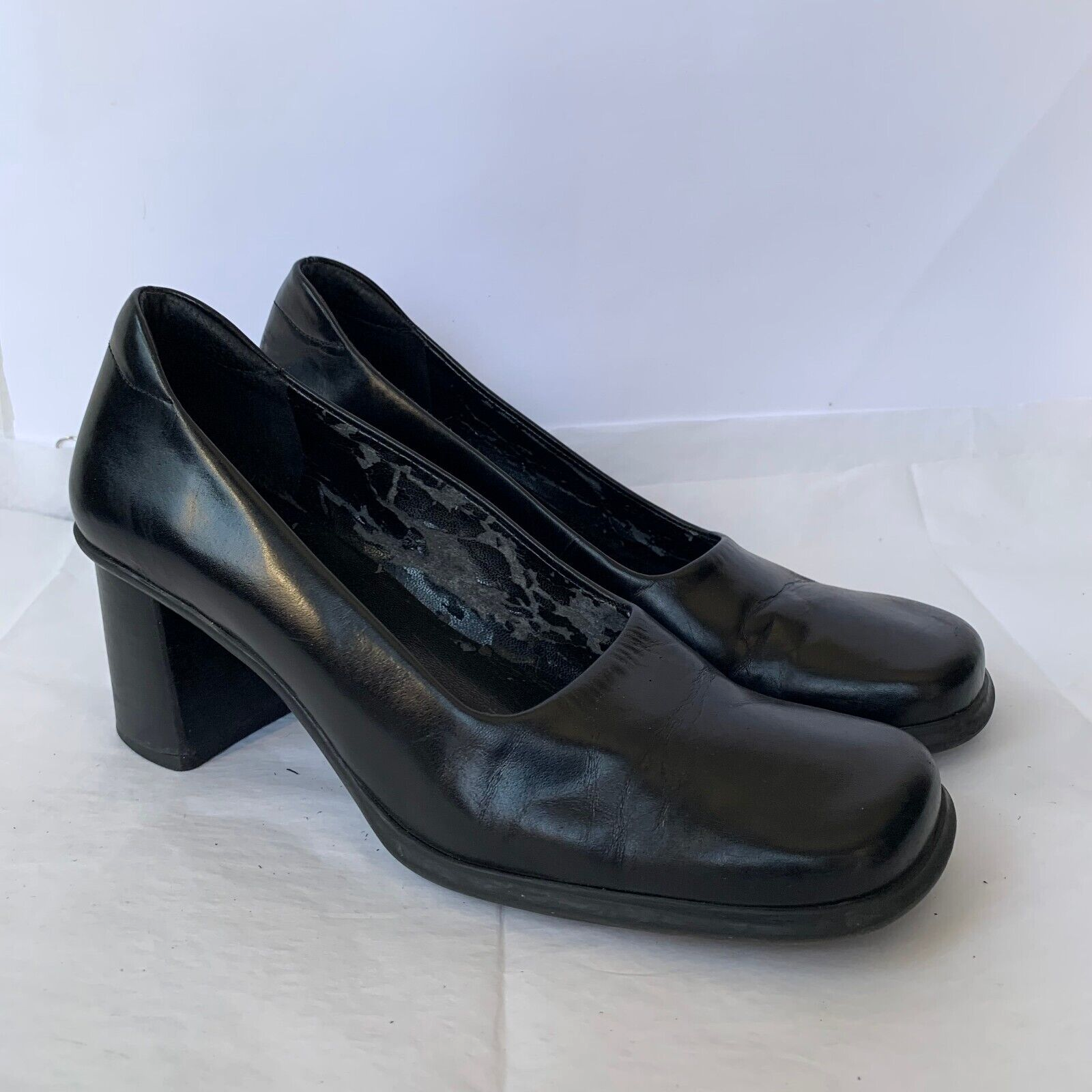 靴 vintage square toe leather shoes Prada Vintage Chunky Derby US8.5 UK 7.5 Black Leather AW99