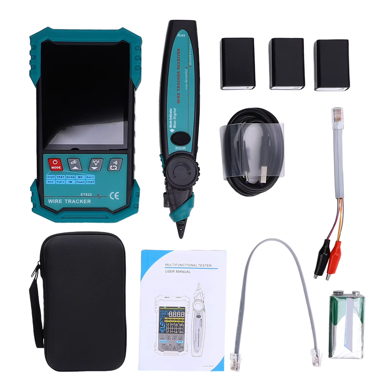 Cable Tester with POE Voltage Detection, Wire Tracker, RJ45 Length Measurement (