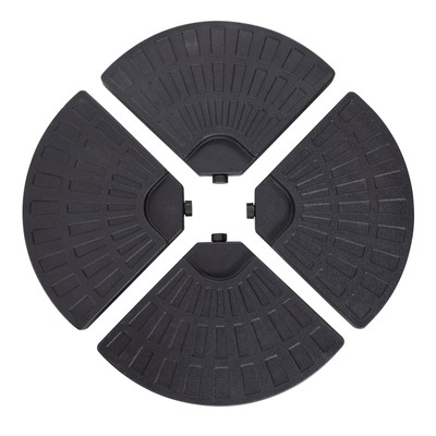 Outdoor 4-Piece 52L Fan-shaped Patio Umbrella Base, HDPE Black