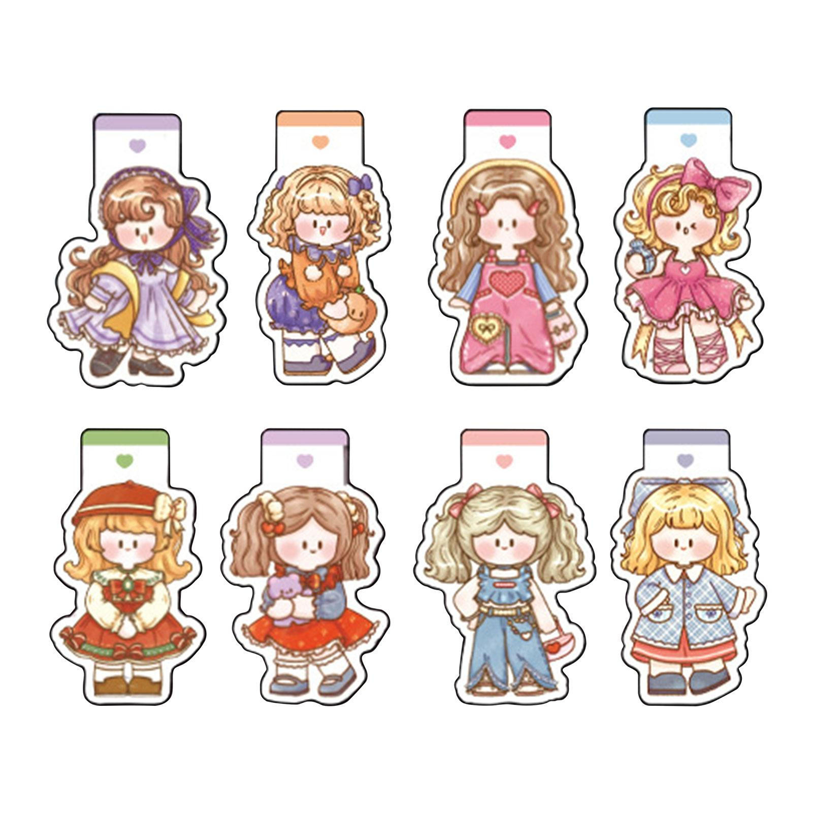 Cartoon Magnetic Bookmark Cute Girl Reading Book Marker for 