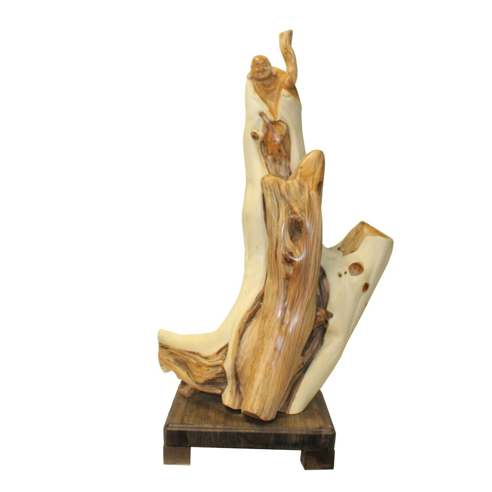 Chinese Cypress Wood Carved Irregular Shape Happy Buddha Statue ws1011S Chinese Cypress Wood Carved Irregular Shape Happy Buddha Statue ws1011S