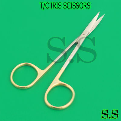 T/C ROUND PATTERN IRIS SCISSORS 4.5 CURVED TIP with TUNGSTEN CARBIDE INSERTS