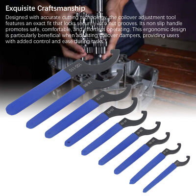 9PCS Set Coilover Spanner S2 Tool C Shape ER Nut Shock Spanner Hook Wrench 