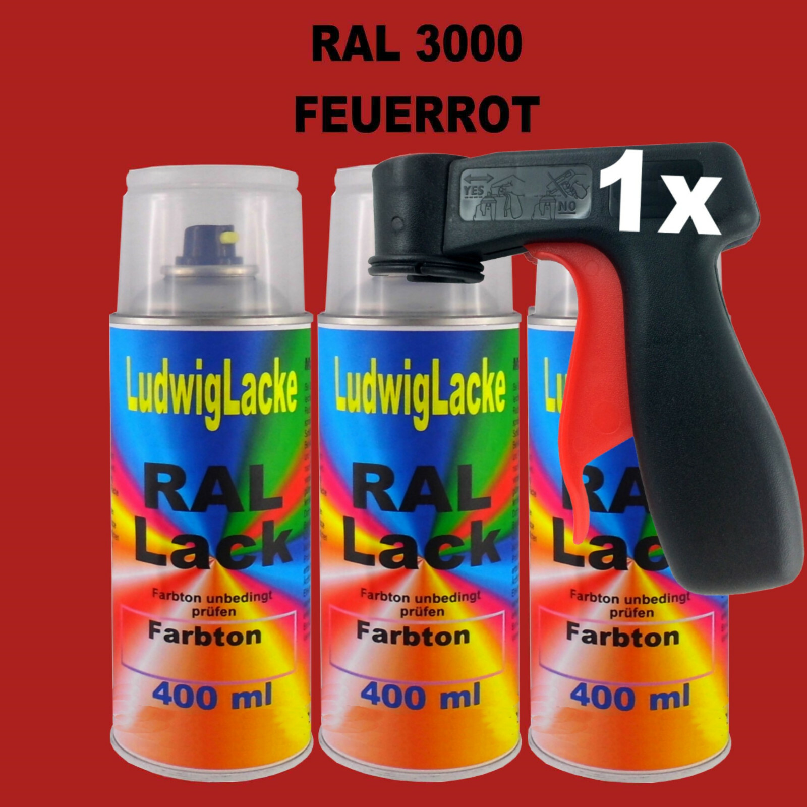 Ludwiglacke 2x 400 Ml Autolack Spraydosen – Glänzend RAL 3000 Feuerrot, Wetterfest & UV-beständig