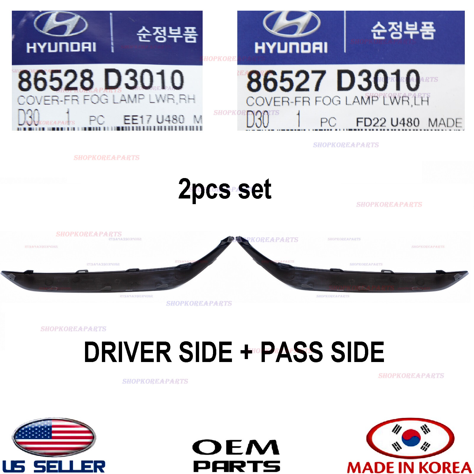 Genuine Front Bumper Fog Lamp Cap Cover Left + Right 2pcs ⭐OEM
