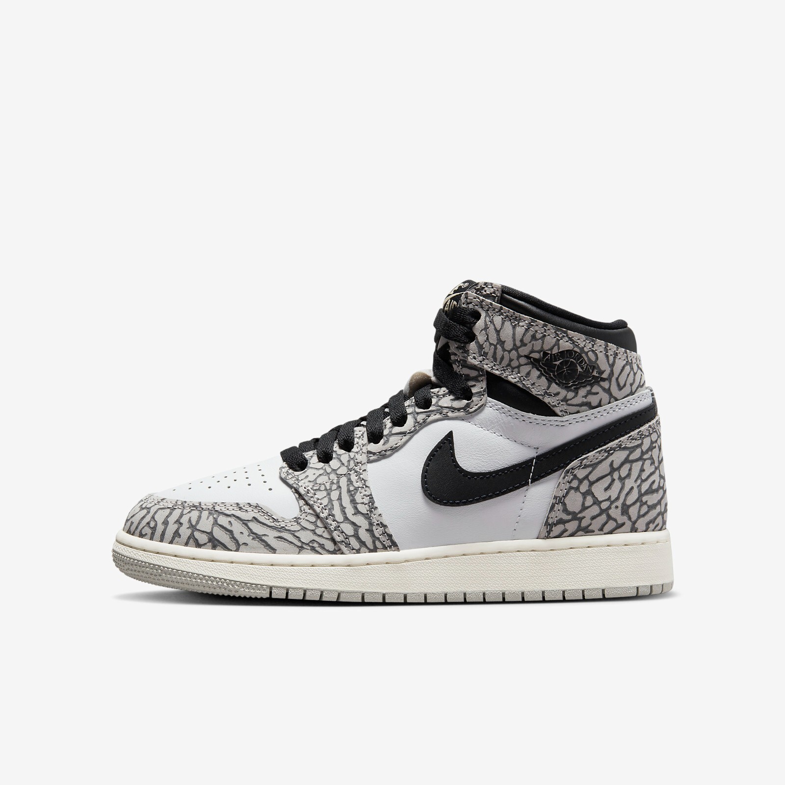 

Кроссовки Nike Air Jordan 1 Retro High White Cement GS FD1437-052, Tech grey/muslin/black/white, Air Jordan 1