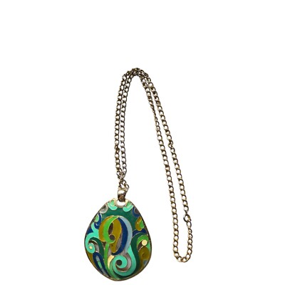 Vintage Eisenberg Enamel Artist Series Large 3 in. Pendant Necklace